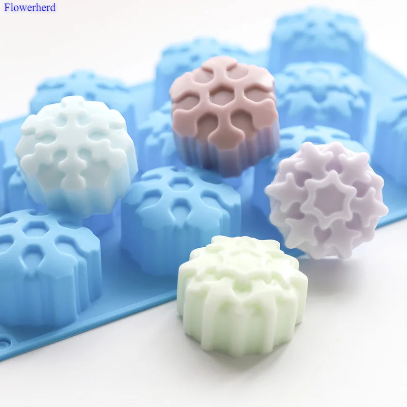 11 Cavities Christmas Soap Mold 3d Snowflakes Soap Molds for Soap Making Handmade Soap Silicone Mold Chocolate Cake Mold