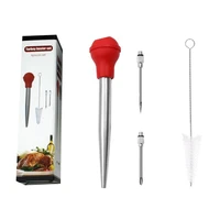 4pcs meat injector kit portable rustproof turkey injector meat marinade injector meat tools bbq tools accessories