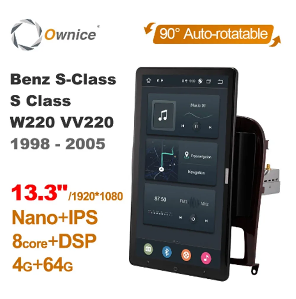 

13.3Inch 1920*1080 Android 10.0 Rotation Autoradio forMercedes Benz S-Class W220 1998-2005 Car Radio Auto GPS Multimedia DSP IPS