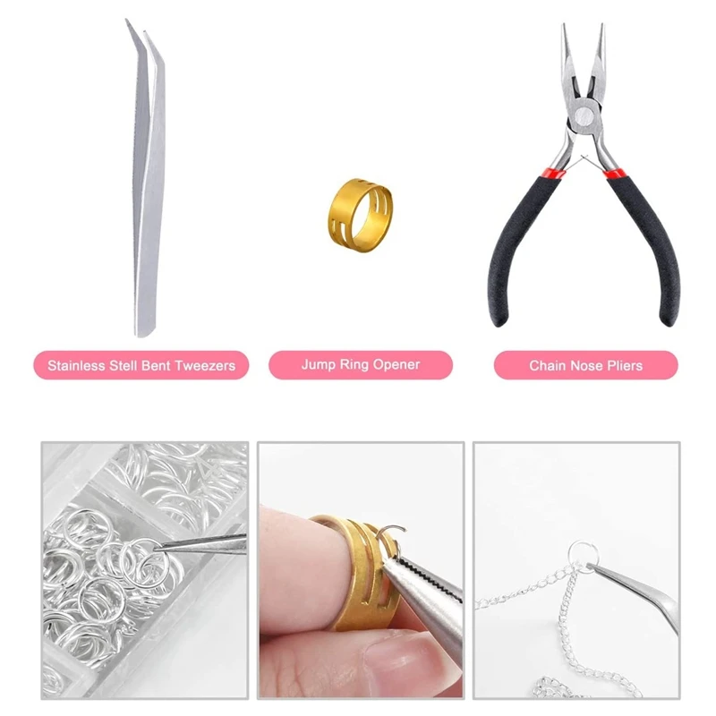 

Jewelry Making Supplies- Necklace Making Tools with 960 Pieces Jump Rings 40 Pieces Lobster Clasps for Jewelry Making