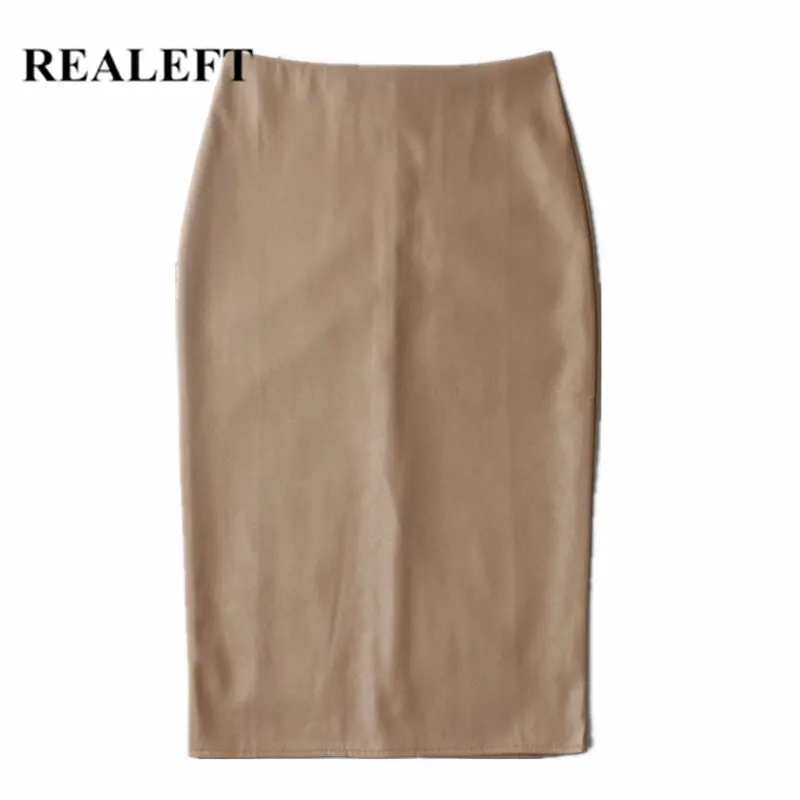 Женская юбка-карандаш из искусственной кожи REALEFT повседневная средней длины с