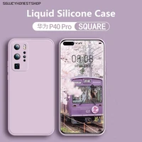 luxury new style square liquid silicone soft skin case cover for huawei p40 30 pro mate 40 30 20 pro cases