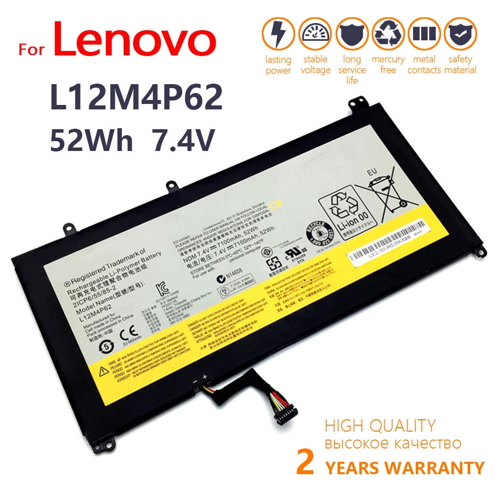 

Genuine Lenovo IdeaPad U430 U430p U530 L12L4P62 7.4V 52Wh Original L12M4P62 7100mAh Laptop battery
