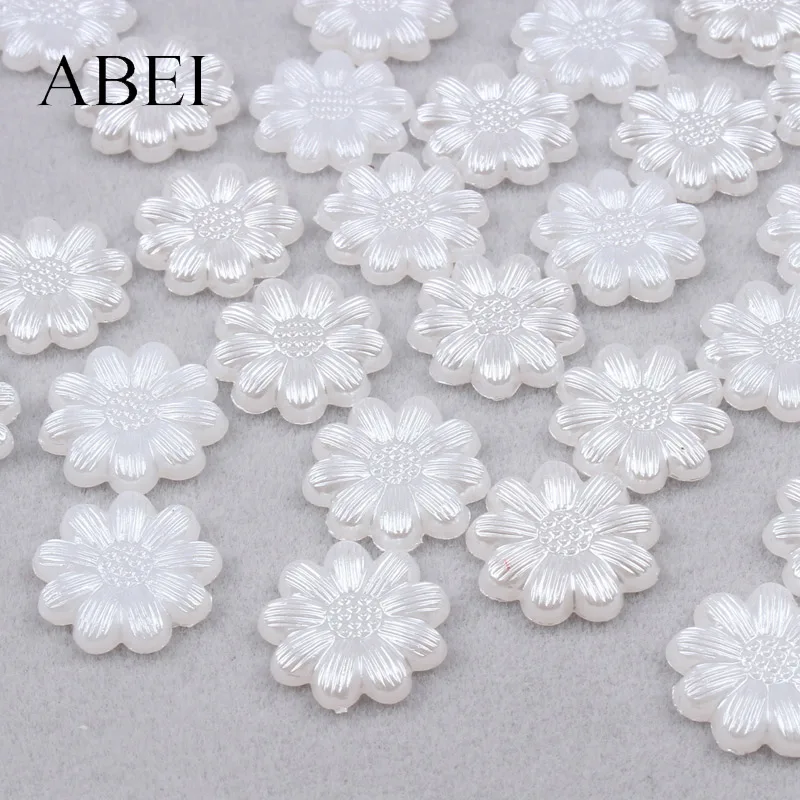 200 шт. 12 мм бусины из АБС смолы с цветами и плоской задней частью свободный Бисер