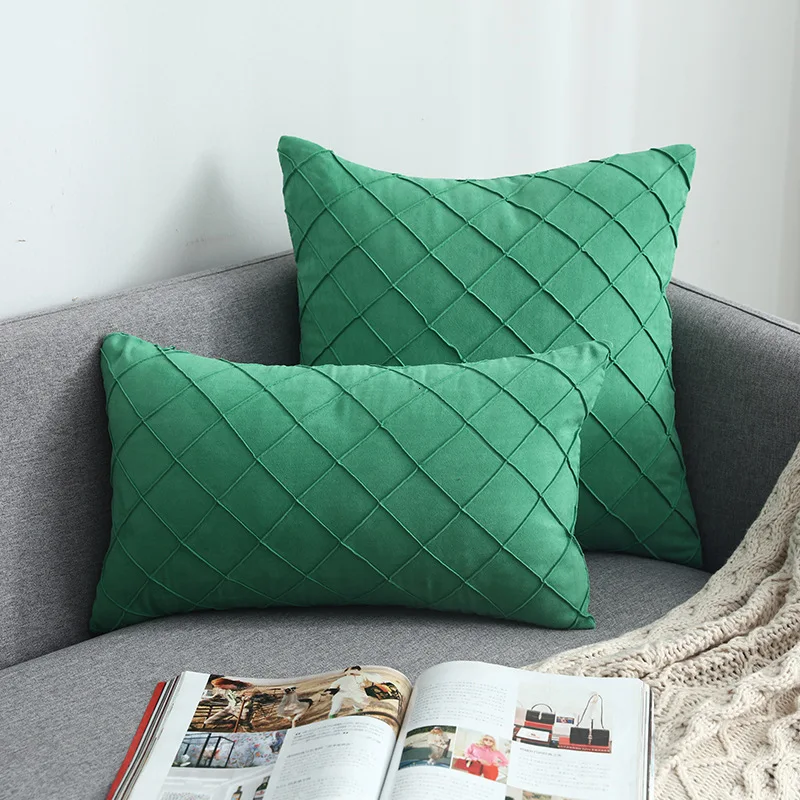 7 Modern Simple Nordic Pillow Cover Suede Checker Cushion Cover Decorative Pillows case For Seat Home Decorative Pillow Cover - Цвет: 7