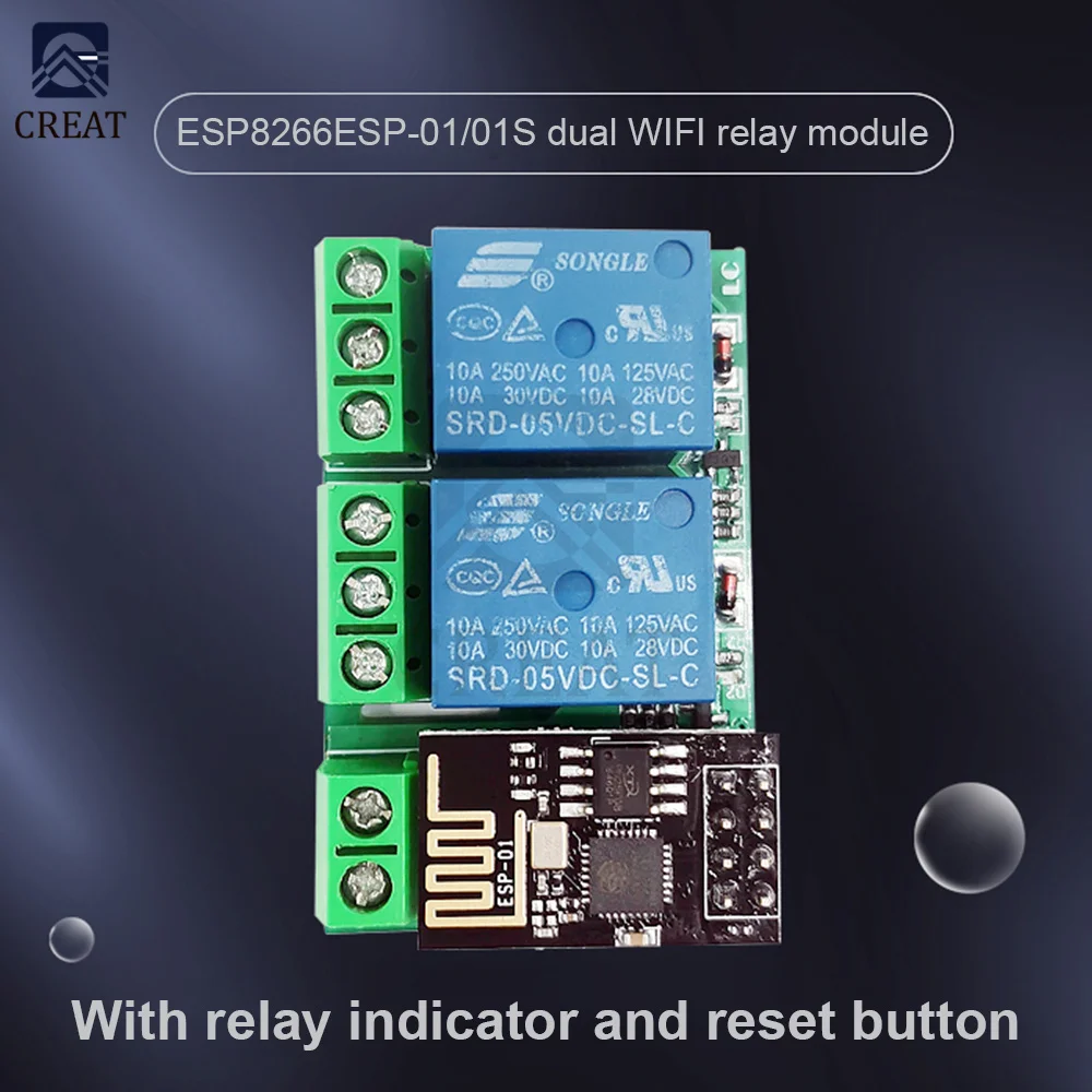 Двойной Wi-Fi реле канала ESP8266 модуль ESP-01/01S 5 в постоянного тока с кнопкой сброса