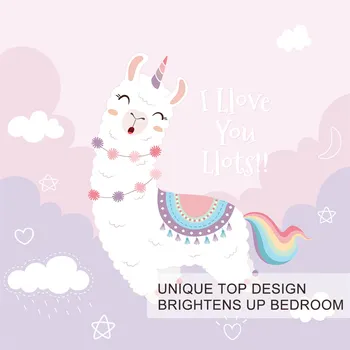 BlessLiving Alpaca Duvet Cover Llama Bedding Set Rainbow Tail Home Textiles Cartoon Animal Bed Cover Set for Kids Cute Bedspread 3