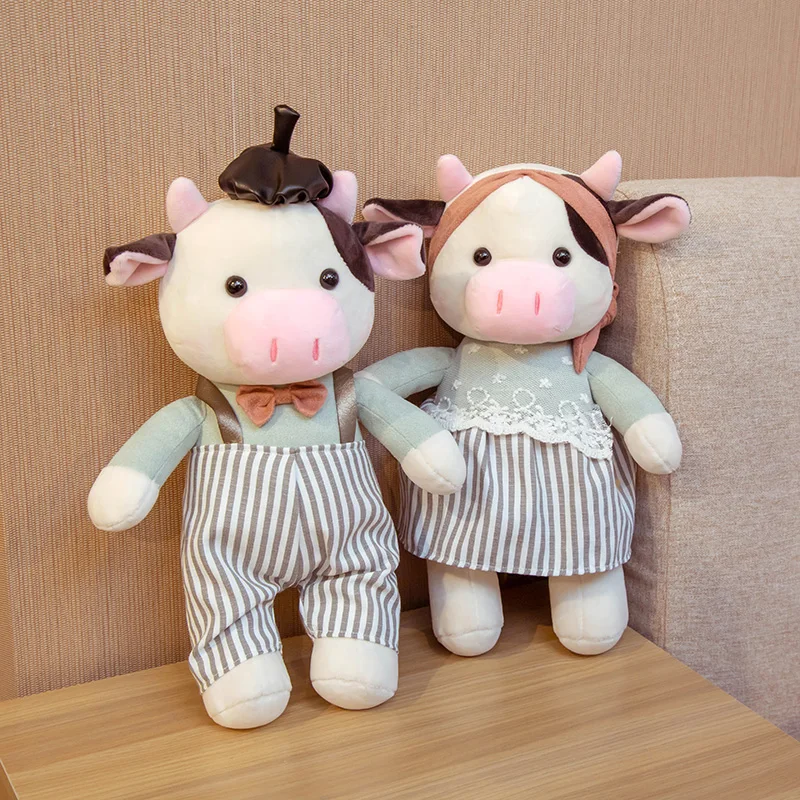 Kawaii Cattle Cow Stuffed Animals Soft Plush Toy PP Cartoon Toys Pets Big for Kids Cushions Bedroom Home Decor | Игрушки и хобби