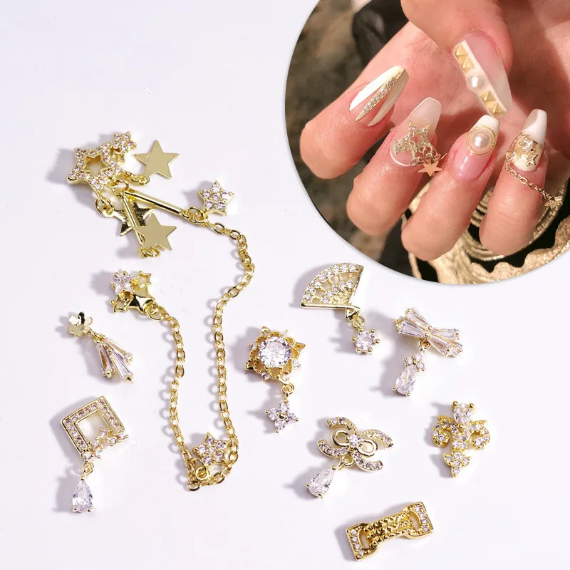 Новая звезда для ногтей Длинная цепочка наращивания аксессуары циркониевый