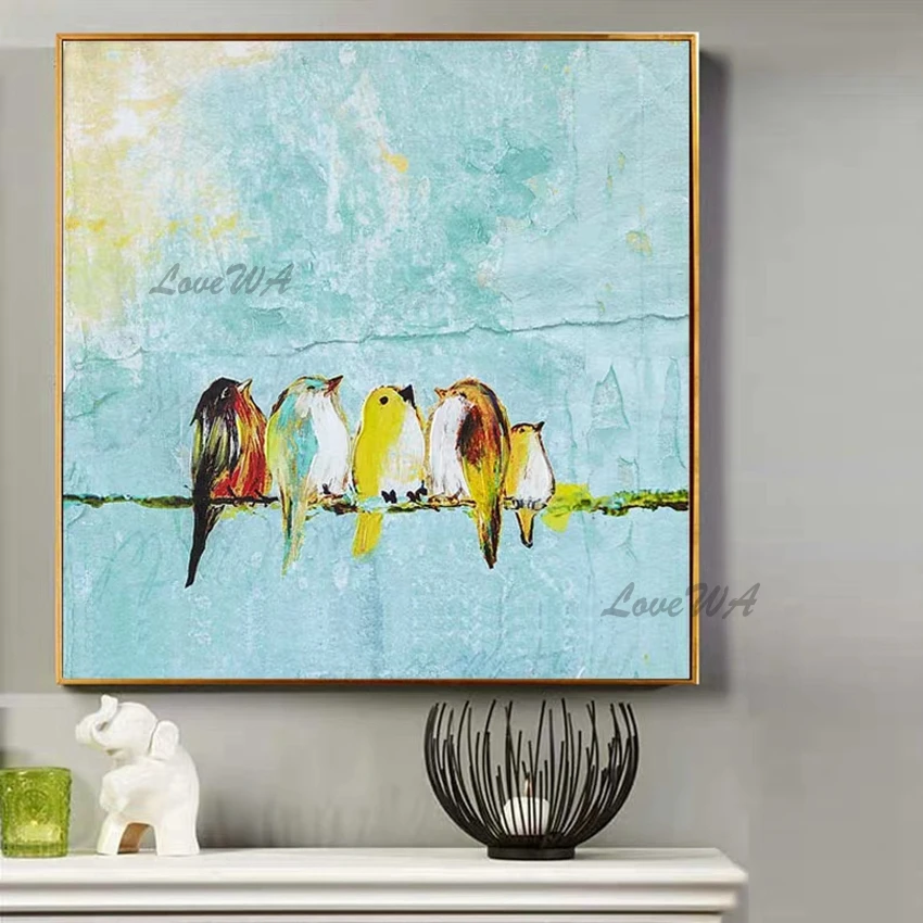 

Beautiful Birds Oil Painting Hand-painted Abstract Animal Painting Wall Art On Canvas Modern Oil Picture Art Showpiece For Kids