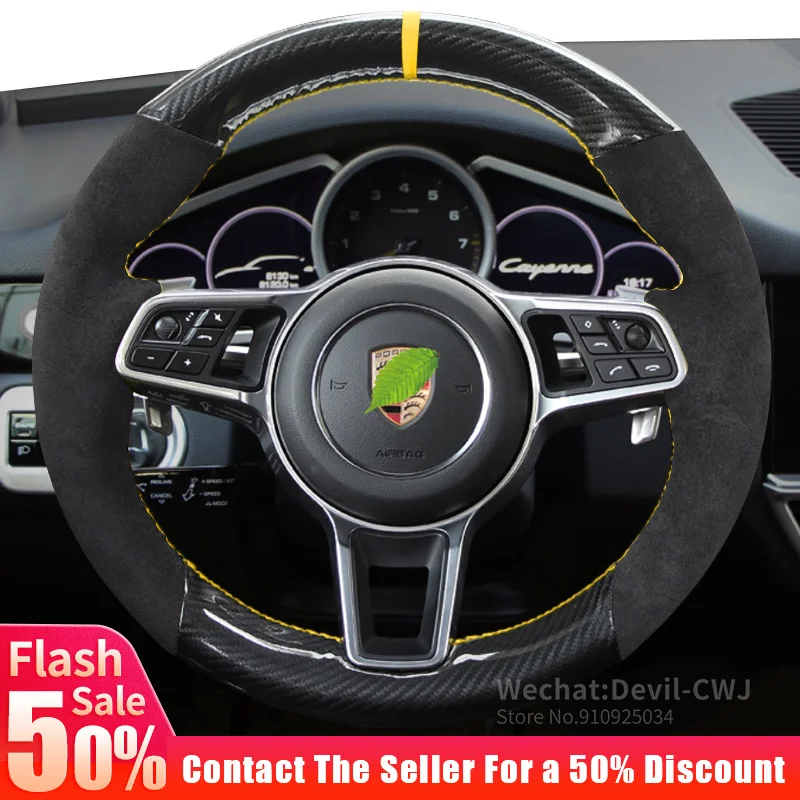 

Special offer Alcantara suede hand-stitched steering wheel cover for Porsche Cayenne Panamera Macan 911 car interior accessories