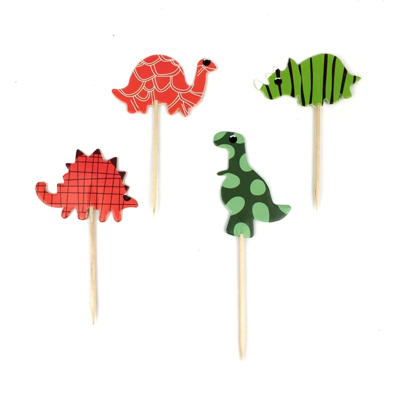 

24 шт./лот динозавр топперы медиаторы для капкейков Детские принадлежности для душа детская вечеринка на день рождения украшение для торта