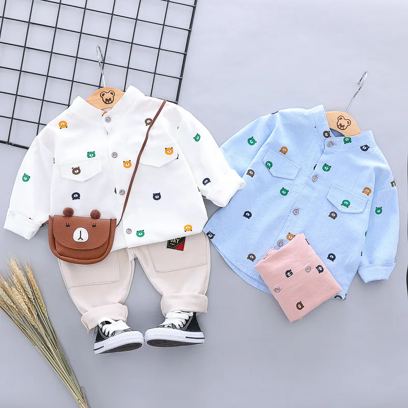 Детская одежда красивый костюм с рубашкой для мальчиков осенний Детский из двух