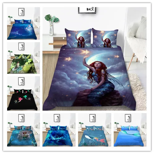 Комплект постельного белья с 3D-принтом русалка красивое очаровательное