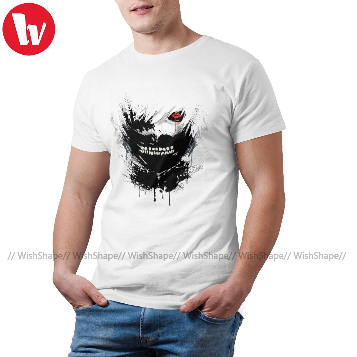 Футболка Tokyo Ghoul футболка милая уличная с коротким рукавом для мужчин 100% хлопок