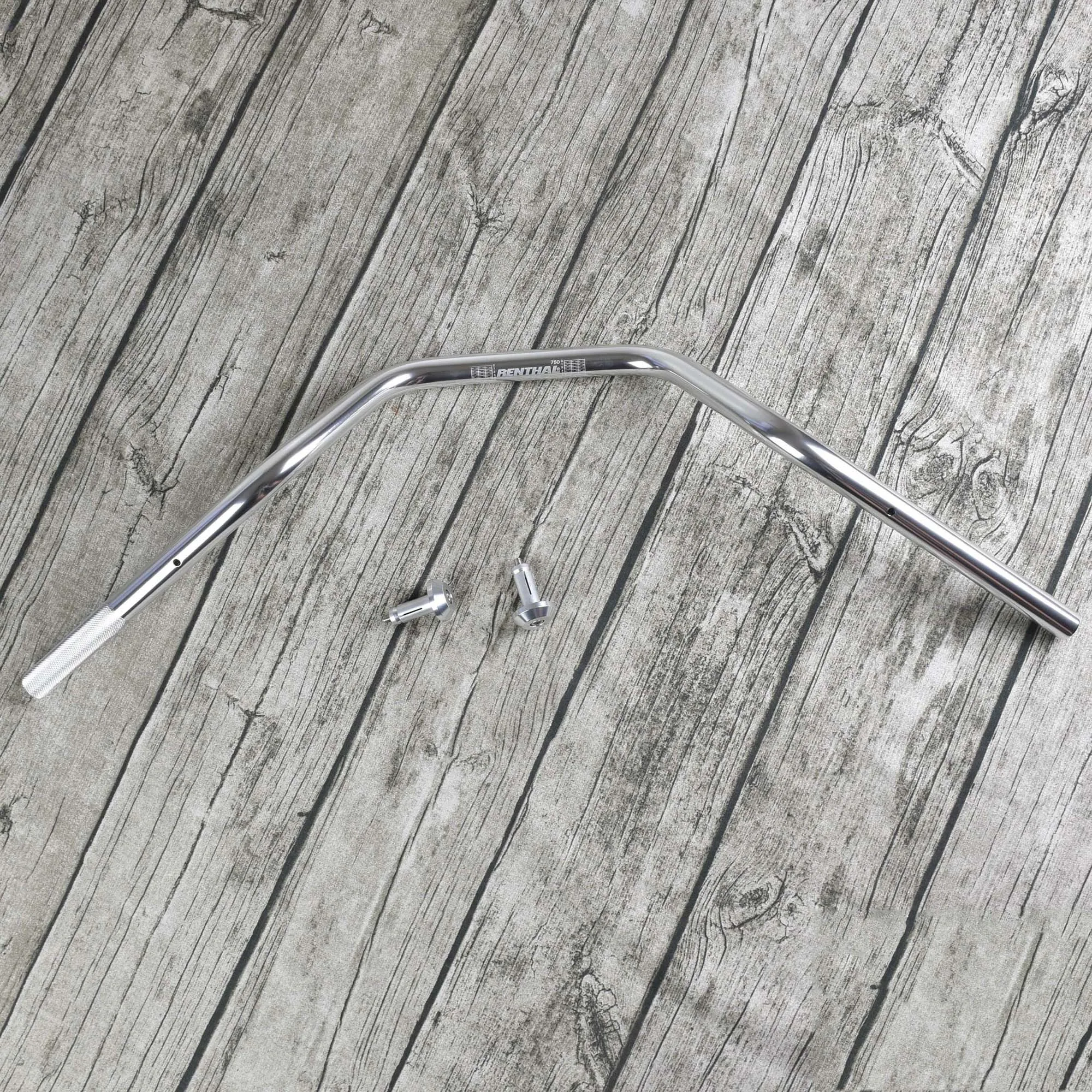 Chromed and bar ends Универсальный для мотоцикла Renthal 22 мм Руль с ЧПУ руль из алюминиевого сплава высокий Ретро руль 740 мм - Цвет: Chromed and bar ends