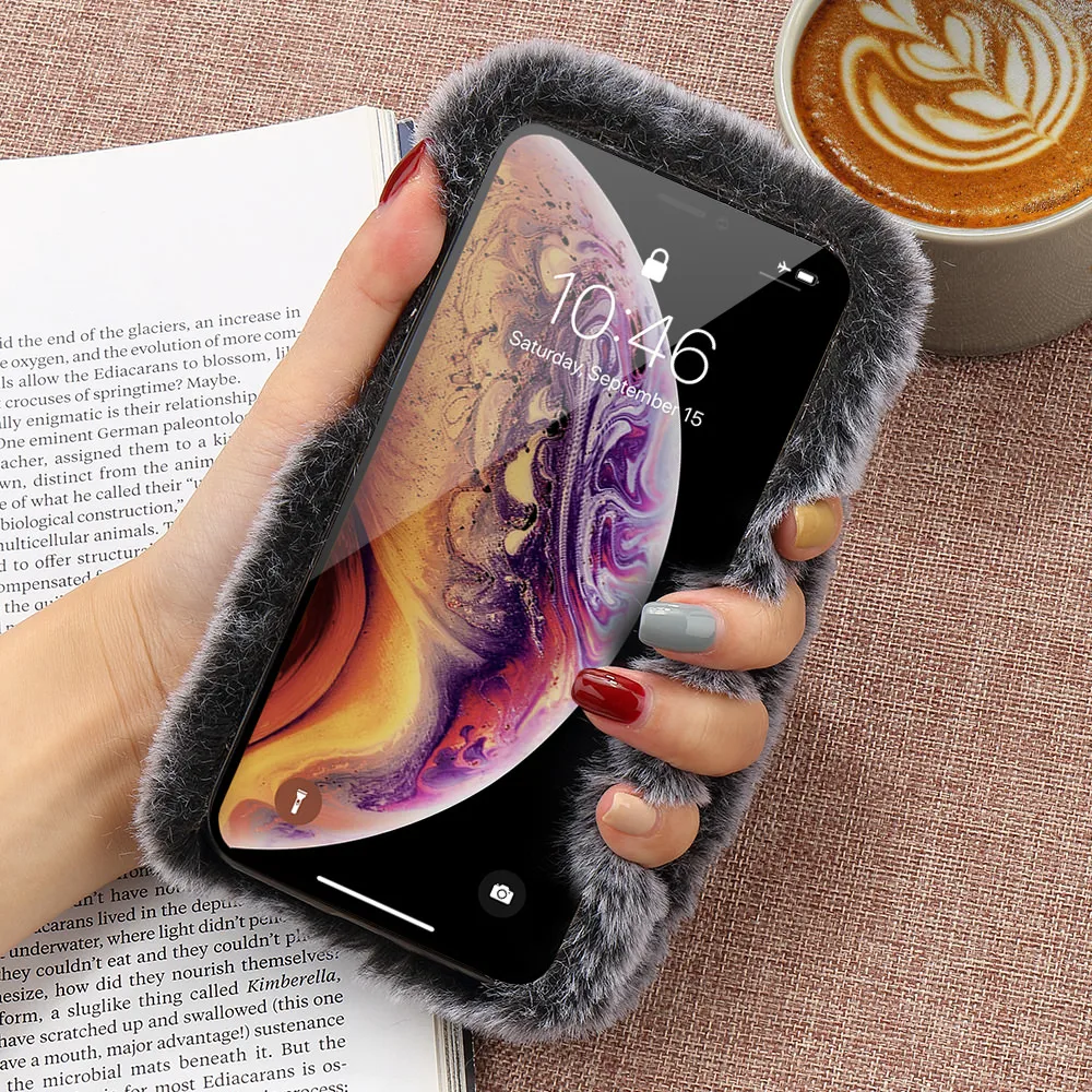 LAPOPNUT Fluffy Fur Soft Case for IPhone 11 Pro Xr X Xs Max 7 Plus 8 6S 6 5 5S SE Luxury Shockproof Bumper Silicone Back Cover |