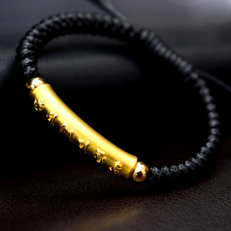 Браслеты и браслеты BOEYCJR с тибетской мантрой золотистого цвета ручная работа 999