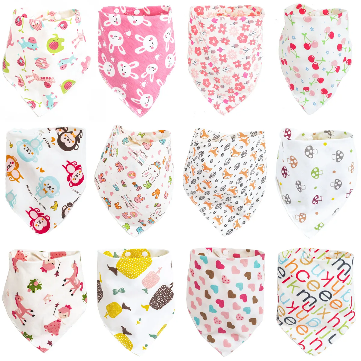 100% Cotton Baby Bibs Double Layers Cute Bibs Cartoon Fashion Baby Bibs Unisex Girl & Boys Feeding Bibs Newborn Towels