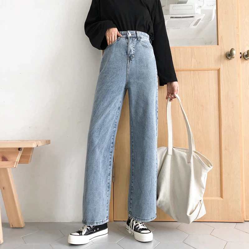 Джинсы женские с завышенной талией Свободные повседневные брюки-султанки джинсы
