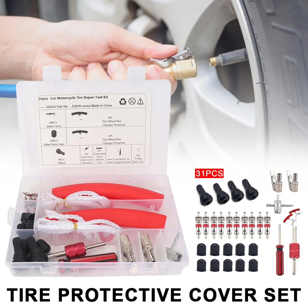 

31pcs With Box Tyre Protector Quick Car Bicycle Universal Remove Installation Chuck Practical Maintenance Tire Repair Tool Set