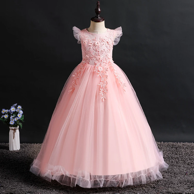 Flower Girls Dress Opening Wedding Party Ceremony Clothing Silk Tutu Evening Elegant Princess Kids Vestidos | Детская одежда и