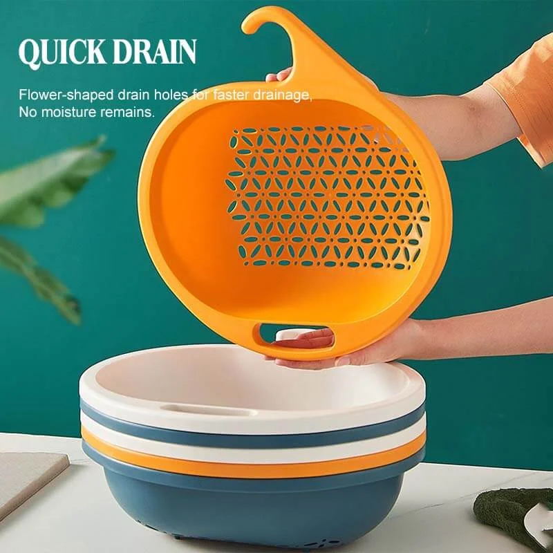 Кухонная силиконовая двойная сливная корзина для мытья и хранения ситечки чаши