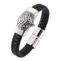 men women sparrow bracelet black leather bracelet charm steel clasp bangle bracelet fashion jewelry gift sp0283