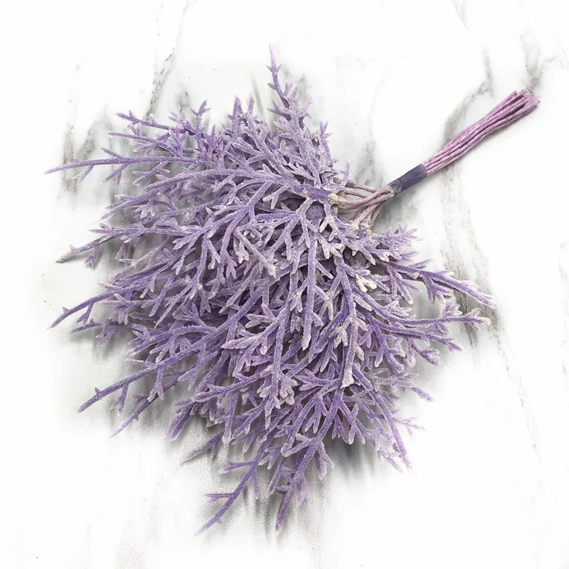 purple YOOROMER 10 шт. искусственное растение сосновая ветка Рождественская елка свадебное украшение DIY аксессуары ручной работы Детский Подарочный букет - Цвет: purple