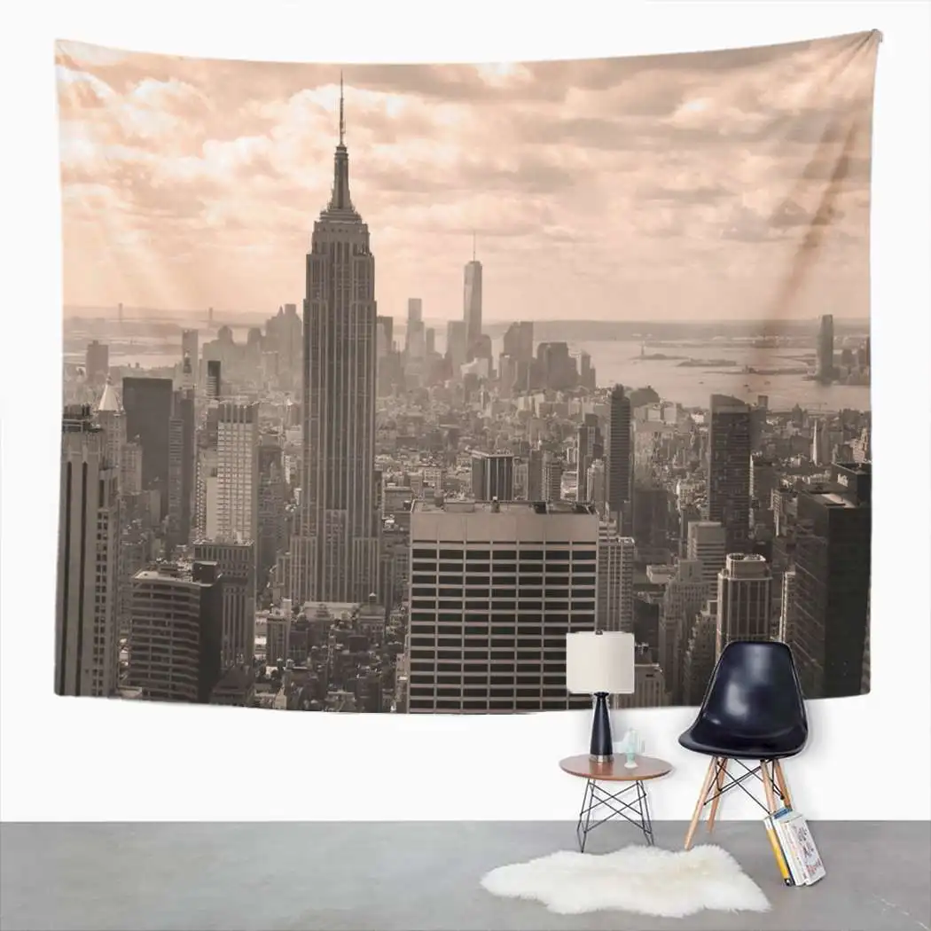 Черно белый гобелен в стиле бохо Настенный декор для спальни настенный пикник