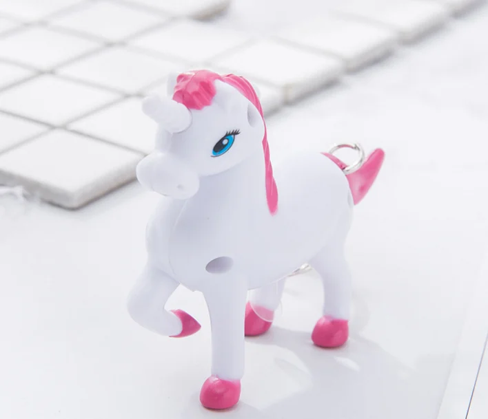 1 шт. Новый мини светодиодный светильник в виде единорога брелок со звуком для