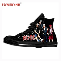 men casual sneakers shoes ac band rock pop band metal music logo customize pattern color lace up leisure flats platform shoe