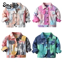 smgslib 2021 new spring summer denim jacket tie dye jackets clothing for boys children outwear childrens clothing boys 6m 7t