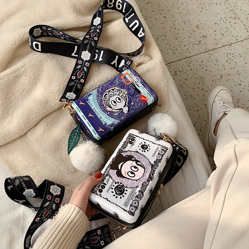 Милая модная сумка на плечо из искусственной кожи с мультяшным принтом для