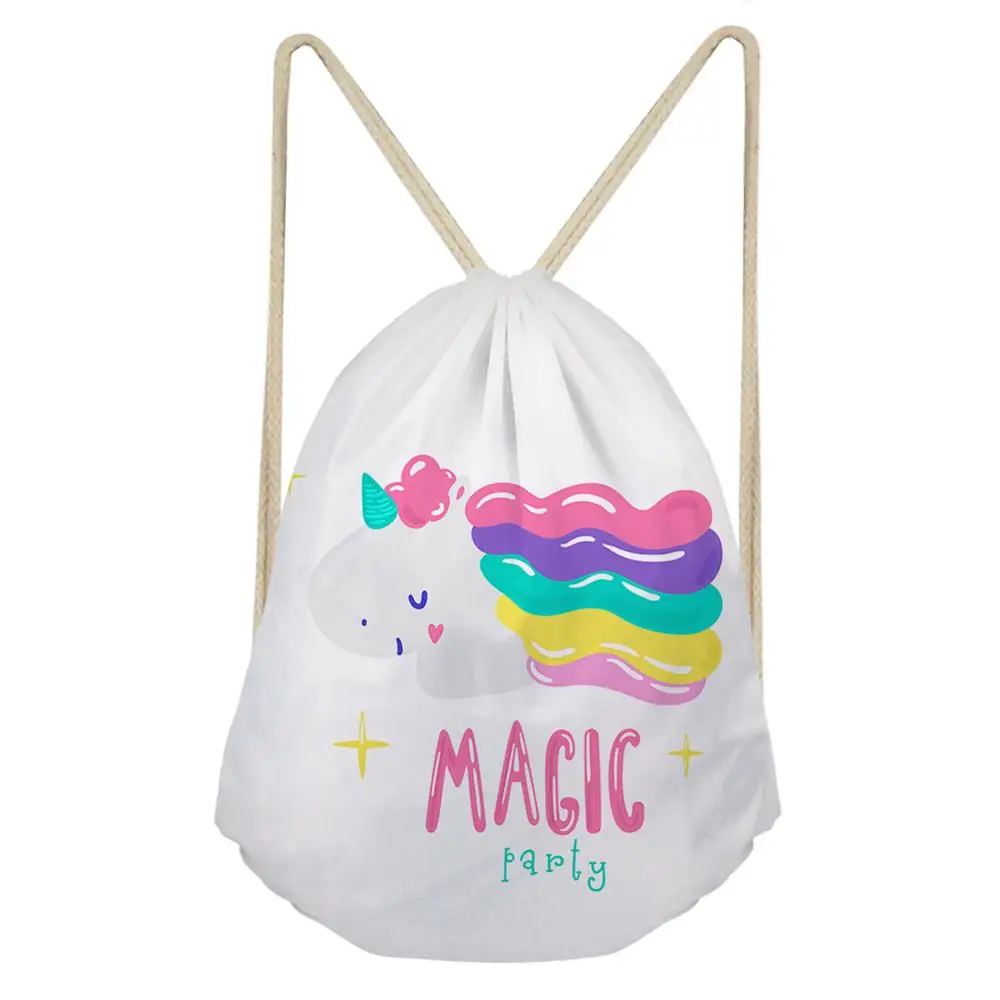 

Customized Unicorn Pattern Print Draw string Backpacks Women Travel Softback Girls Schoolbag Drawstring Bag