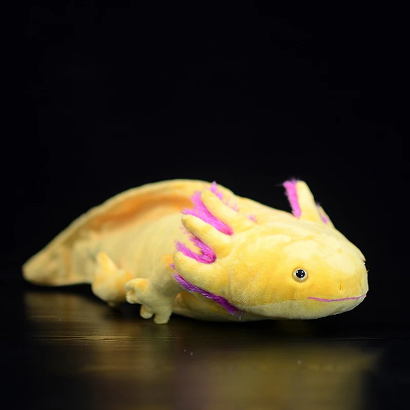 Cute Axolotl Soft Stuffed Plush Toy Realistic Simulation Ambystoma Mexicanum Yellow Dinosaur Animals Model Doll Kids Audlt Gifts