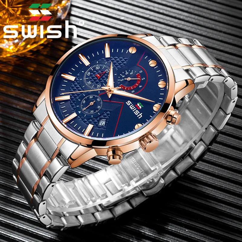 Часы наручные SWISH Мужские кварцевые в стиле милитари роскошные брендовые