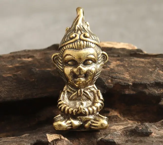 Антикварная латунная король обезьянка ручной работы Путешествие на Запад