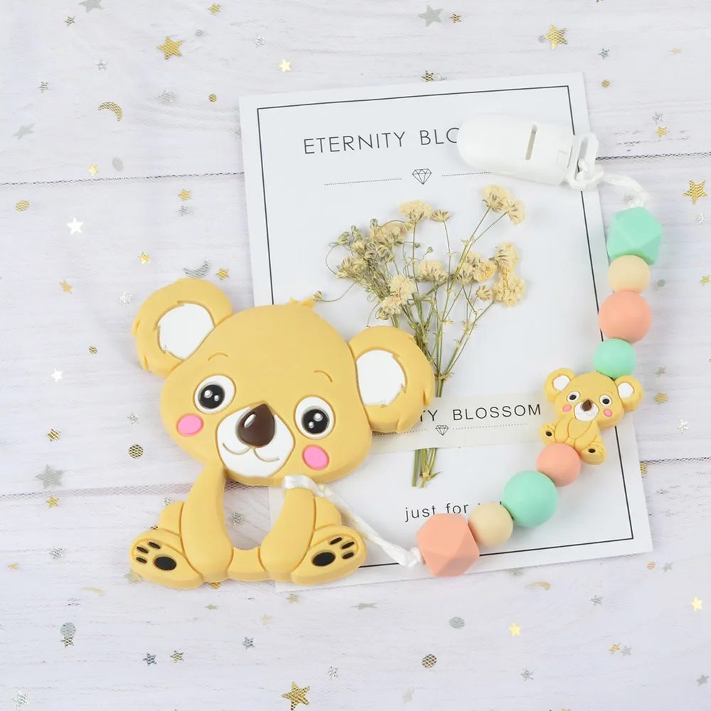 Pacifier chain 02 LOFCA 1 шт. детский Прорезыватель коала пищевой браслет с силиконовыми бусинами соска, зажимы для цепи кулон BPA бесплатно ребенок Teethingtoy ожерелье - Цвет: Pacifier chain 02