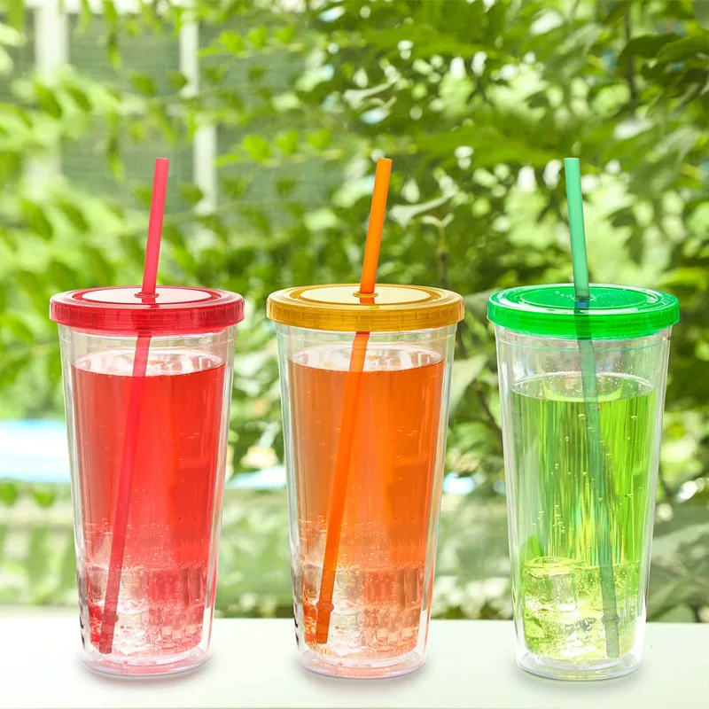 25 шт. многоразовые пластиковые соломинки без бисфенола А радужные цветные