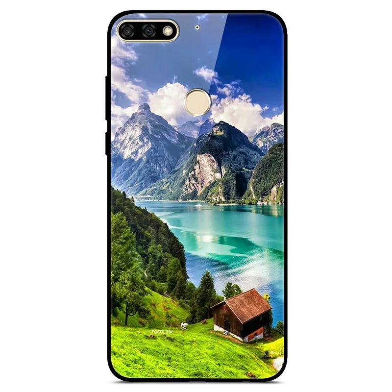 32 D для huawei Honor 7C 7A Pro Чехол, стеклянная задняя крышка, Жесткий Чехол для huawei Honor 7C чехол, модная мягкая ТПУ Рамка Honor 7 A C 5,7 - Цвет: 32