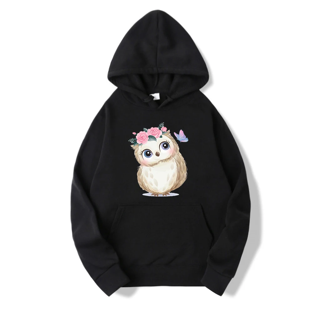 

Kawaii Animal Owl Comics Hoodie Mens Fashion Simple Loose Streetwear Casual Fleece Warm Sweatshirts Autumn 2021 Soft Men Hooded