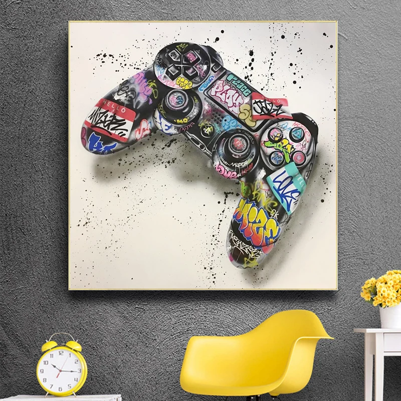 Граффити искусство геймпад Холст Искусство плакаты и печать абстрактная игра