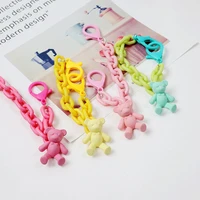 cute diy candy color bear keychain for men women bag backpack cloth pendant phone case chains decoration couples birthday gifts