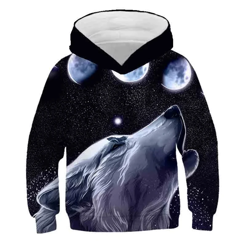 

New 2021 4-14 year old boys Hoodie Fall 3D Thunder Lion Tiger Fox Youth Sweatshirt Boys Christmas Halloween gift children's coat