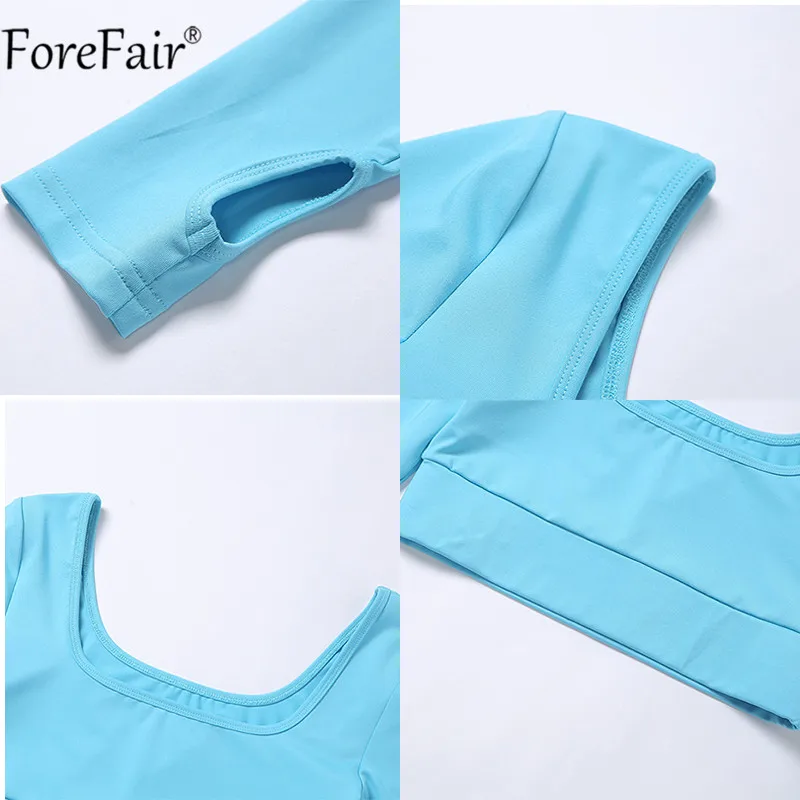 

Forefair 2020 Summer Pink Square Collar Long Sleeve Sexy Women Set And Basic Casual Two Piece Set Streewear Biker Shorts