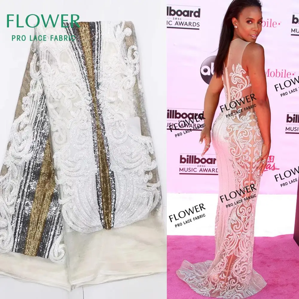 Белые и серебряные блестки африканские французские сетчатые кружевные ткани 2020