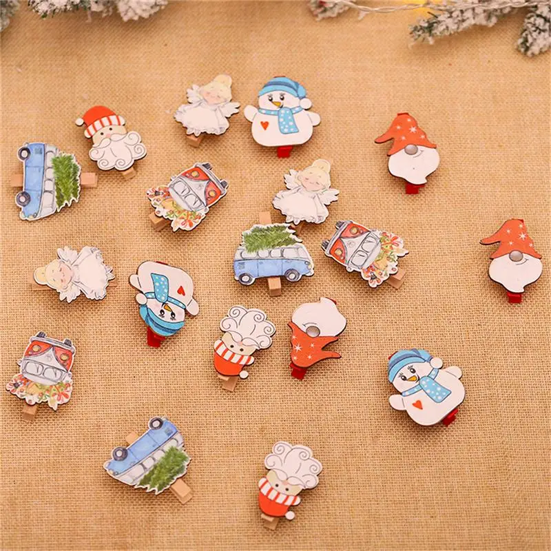 

Christmas Wooden Note Cartoon Clips Xmas Cute Christmas Decorations For Home Photo Wall Supplies Home Decorations