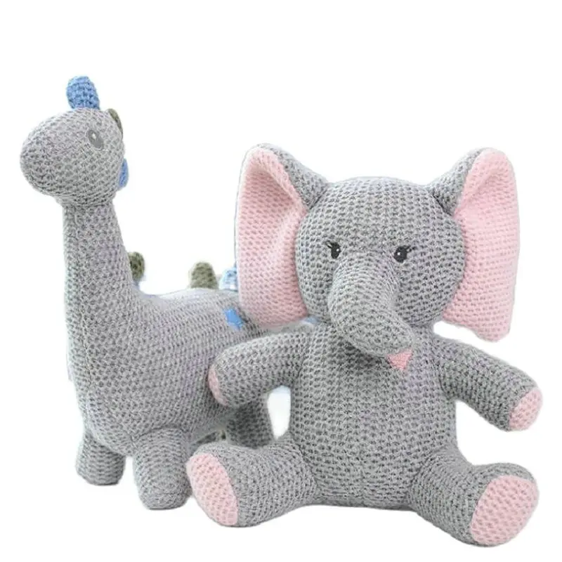 

Nordic style Ins hot Knitted Unicorns elephant Bunny Dinosaur Stuffed Toy Toy Safety Bite Baby toys infant Sleeping Appease Doll