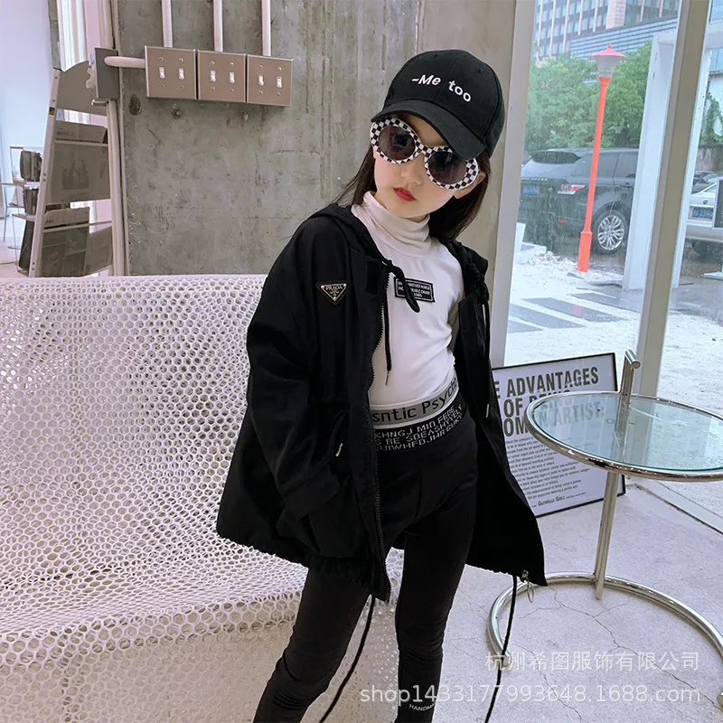 Осень 2020 новая куртка для девочек ветровка с капюшоном кардиган повседневный Топ